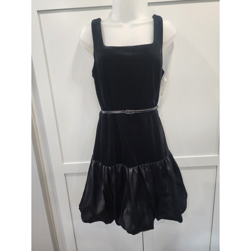Maison Tara Women's Size: 12 Lux Velvet Square Neck, Satin Bubble Hem Dress, NWT